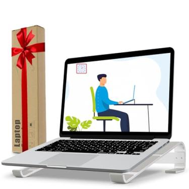 Imagem de KYQEE Suporte de laptop para mesa, suporte ergonômico de alumínio para laptop, suporte ventilado para notebook compatível com MacBook Air Pro, Dell XPS, HP, mais de 11 a 17,3 polegadas, trabalho em