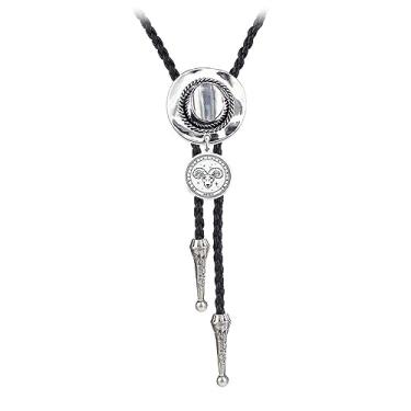 Imagem de BRBAM Constelação Bolo Tie Chapéu de Cowboy Ocidental com Pingente de Signo do Zodíaco Gravata Bolo Presente de Aniversário para Homens, Metal, Sem Pedra Preciosa