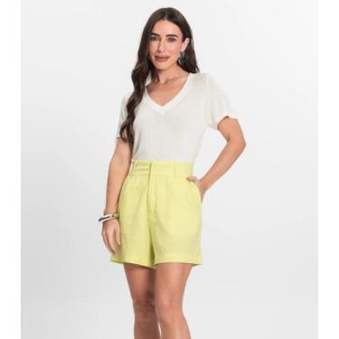 Imagem de Shorts de Linho Feminino Endless Verde, 38, Verde