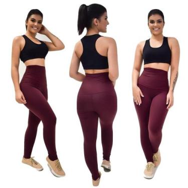 Imagem de Calça Legging Suplex Poliamida Alta Compressão - BORDÔ - Fasciniun Con