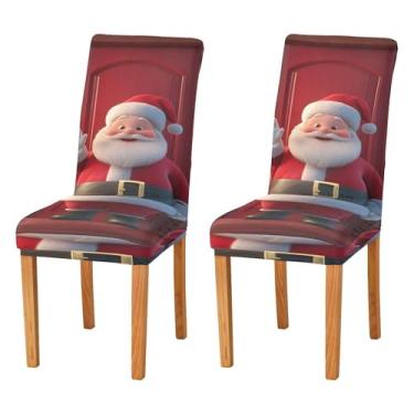 Imagem de SEHANY Conjunto de 2 capas de cadeira de gnomo de Papai Noel para sala de jantar, elástico, removível e lavável, para cozinha, hotel, festa, decoração de Natal