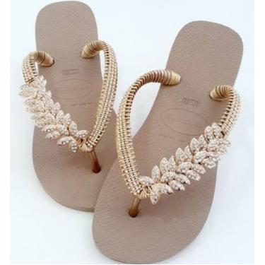 Imagem de  havaianas personalizado com folhagem, Rose  gold, 35-36
