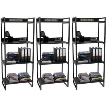 Imagem de Kit 03 Estantes 4 Prateleiras Escritório Estilo Industrial Form C01 14