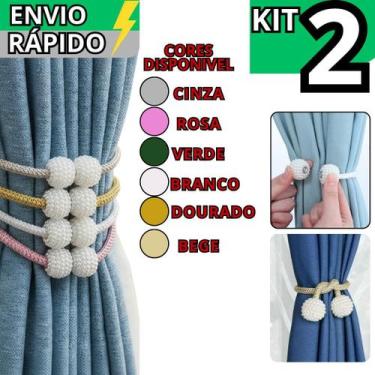 Imagem de Kit 2 Prendedor de Cortina Imã com Corda Pérola Cores Variadas - MG UT