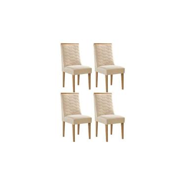 Imagem de Cadeira de Cozinha Maldivas Kit 4 Un Madeira Capuccino/Suede Creme - Rufato