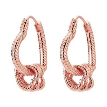 Imagem de Brincos De Argola Com Pingente Em Prata Esterlina 925 Ouro Rosé Para M