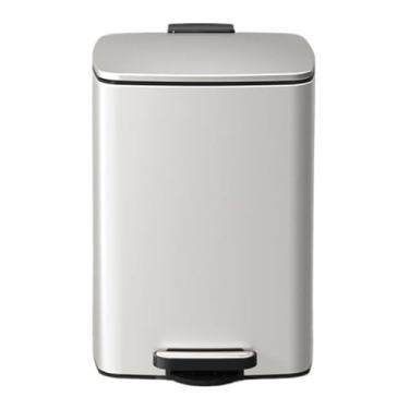 Imagem de Lixeira de aço inoxidável escovado de 20/30 litros, lixeira de pedal quadrado com tampa e baldes internos, lata de lixo com degrau de aço mãos livres para cesta de lixo de escritório em casa (branco