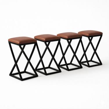 Imagem de Kit 4 Banqueta Baixa Bancada 50 Cm Bar Cozinha Balcão Corino Marrom