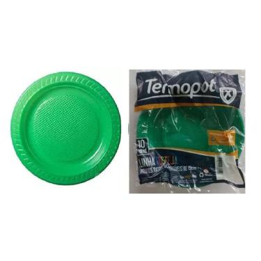 Imagem de 500 Prato Descartável Plástico Verde Sobremesa 15Cm