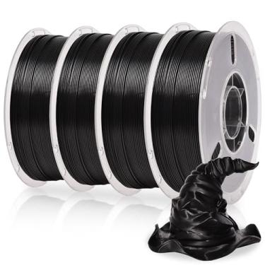Imagem de RAMBERY Preto X 4 carretéis PLA+ Filamento de impressora 3D 1,75 mm 4KG Resistência do carretel atualizado Filamento de impressão 3D perfeitamente enrolado se encaixa na maioria das impressoras FDM