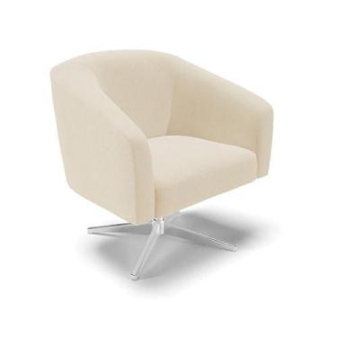 Imagem de Poltrona Giratória Stella Linho Base Cromada - D'rossi Cor A27 Areia -