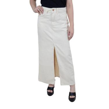 Imagem de Saia Feminina Disparate Longa Com Fenda Off White - 4780-Feminino