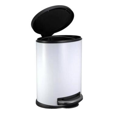 Imagem de Lixeira De Piso Plastico Branca Redonda Com Pedal - 12l Branca