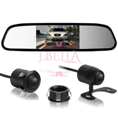 Imagem de Retrovisor Com Camera de Ré LCD 4,3 Polegadas 12V Para Carro e Caminhã