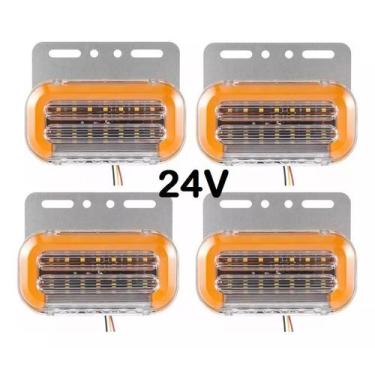 Imagem de kit 04  Lanternas Led Amarela 24V Caminhão Lateral baú Carroceria Util