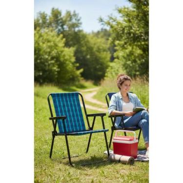 Imagem de Cadeira De Praia Aço Xadrez Vermelha 110kg Leve - Congratulations Stor