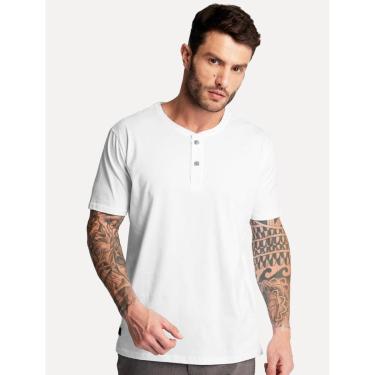 Imagem de Camiseta King & Joe Masculina Botão Pima Touch Henley Branca-Masculino