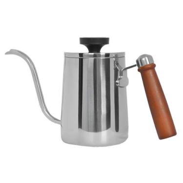 Imagem de Chaleira Pescoço de Ganso 600ml Bico Fino Inox com Termômetro e Cabo M