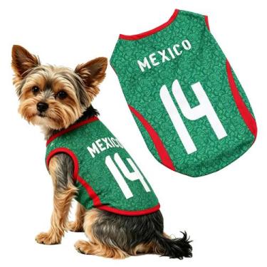 Imagem de Camiseta de Fútbol para Perros Estilo México sin Mangas con Malla Tran