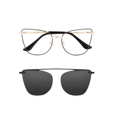 Imagem de Óculos Clipon Sol Armação Feminino Grau Gatinho 2 em1 Duda-Feminino