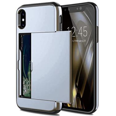 Imagem de Capa de telefone com suporte para cartão flip fashion para iphone x xs max xr 7 8 plus 6 6 s   para samsung s9 s8 plus s7 s6 note 9, prata, para galaxy note 9