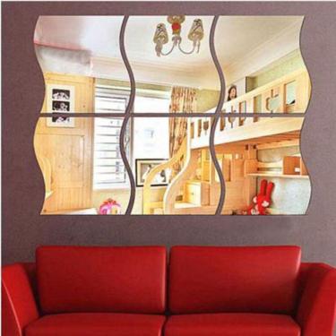 Imagem de Espelhos Decoração Curvas Retângulo Sala Quarto 6 Peças