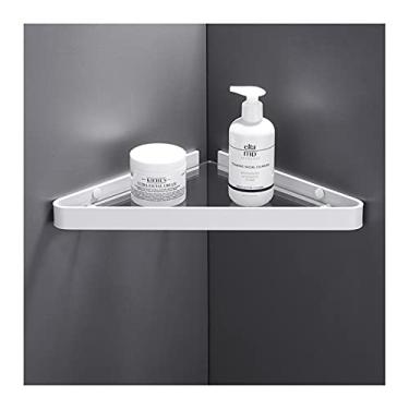 Imagem de ZTBH Prateleiras de vidro de canto para banheiro divisória de banheiro, prateleira de banheiro, conjuntos de ferragens para banheiro (cor : branco de uma camada)