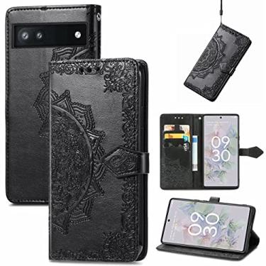 Imagem de YUNCHAO Caixa de telefone Para o Google Pixel 6A Mandala Flor Flip Leather Case de telefone Flip capa para celular