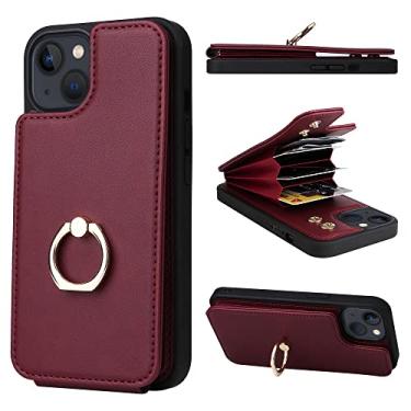 Imagem de Para iPhone 13 11 12 Pro Max X XS XR 7 8 Plus SE2 Estojo de Cartão de Visita de Cor Sólida Multifuncional Estojo de Couro, Vermelho Vinho, para iPhone 11