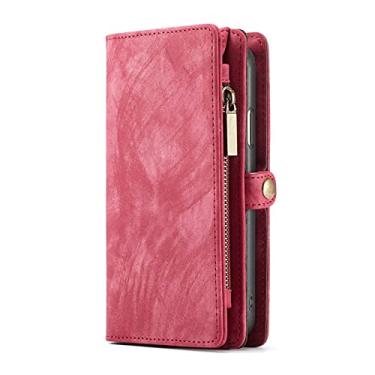 Imagem de Capa de celular de luxo com zíper magnético para samsung galaxy s21 s20 fe s10 s9 s8 plus a70 a50 a30 a40 nota 20 10 9 ultra s7 a51 a71 a21s a52 a72, vermelho, para samsung nota 20