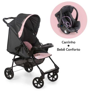 Imagem de Carrinho de Bebê - Conforto - Romano Travel Coccon Slim - Preto e Rosa - Galzerano