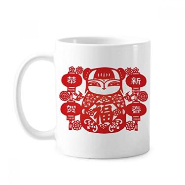Imagem de Caneca de cerâmica com corte de papel para meninas vermelhas em cerâmica para café e porcelana