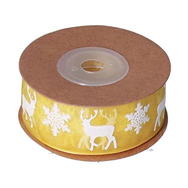 Imagem de Fita fa?a voc¨º mesmo impress?o multifuncional decora??o de natal floco de neve cervo fita dourada para embrulho de presente,artesanato diy, embalagem de guirlanda, Fita de Natal fita de presente