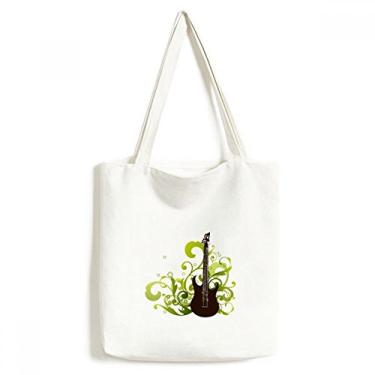 Imagem de Bolsa de lona verde com estampa de música fresca bolsa de compras casual bolsa de compras