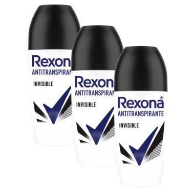 Imagem de Kit 3 Desodorante Antitranspirante Rexona Invisible Roll-On Com 50ml
