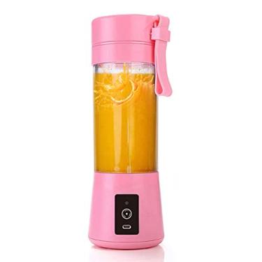 Imagem de SAANTE Liquidificador portátil para shakes e smoothies tamanho pessoal dose única viagem espremedor de frutas copo misturador com recarregável 2000 mah bateria recarregável usb pequeno mini liquidific