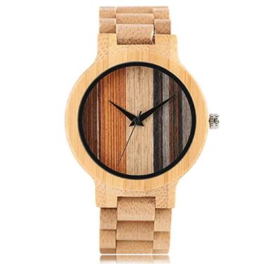 Imagem de Relógio de pulso masculino de madeira de bambu, fecho dobrável, madeira