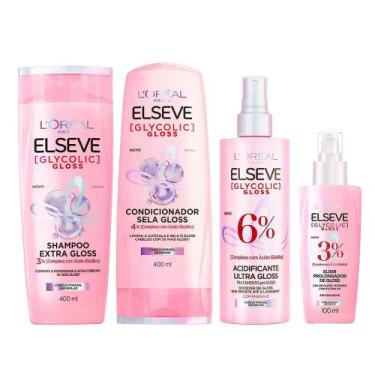 Imagem de Elseve Glycolic Gloss Kit  Shampoo + Condicionador + Tratamento Acidif