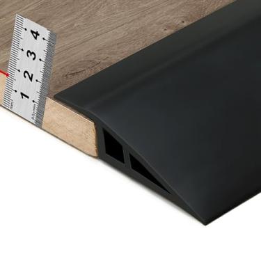 Imagem de BNELL Tira de acabamento de borda de carpete e piso, tira de transição de piso de PVC autoadesiva, transições de limite adequadas para altura de limite inferior a 15 mm (preto)