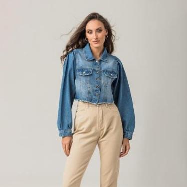 Imagem de Jaqueta Cropped Jeans Feminina Barra Desfiada Disparate-Feminino