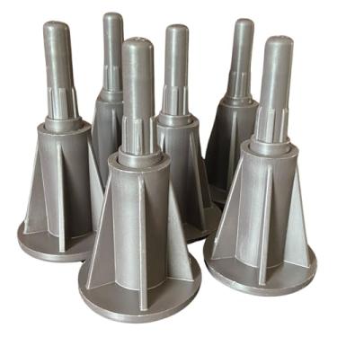 Imagem de ELEPFEET 6 peças haste de aço plástico substituição moldura de cama pés deslizantes pernas para moldura de cama (Twin Full Queen King Cal-King)