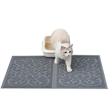 Imagem de PetLike 2 unidades de 76 x 45,7 cm tapete para caixa de areia para gatos, tapete grosso para armadilhas, durável, impermeável e lavável com suporte antiderrapante, macio nas patas de gatinho e fácil