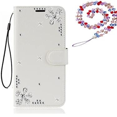 Imagem de Capa para Samsung Galaxy M22, capa protetora de couro brilhante e alça de pescoço [suporte] [compartimentos para cartões] [fecho magnético] para Samsung Galaxy F22 (# 39)