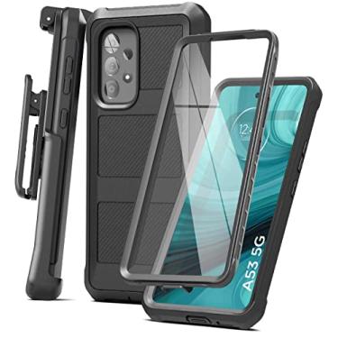 Imagem de Encased Capa de cinto Falcon Shield para Samsung Galaxy A53 5G com protetor de tela integrado e clipe de coldre (preto)