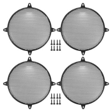 Imagem de ACROPIX Capa universal de grade de alto-falante de carro de 30,5 cm, redonda, 30,5 cm, capa protetora de subwoofer com parafusos e clipes, ferro preto - Pacote com 4