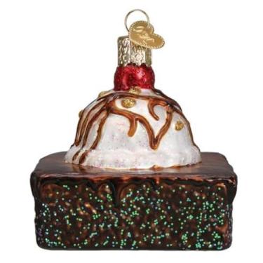Imagem de Old World Christmas Brownie A La Mode Enfeite de vidro soprado para árvore de Natal