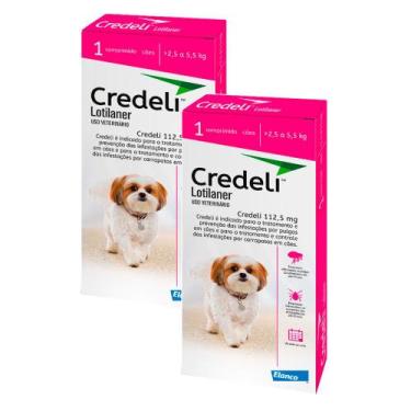 Imagem de Kit 2 Credeli 112,5mg Antipulgas e Carrapatos para Cães de 2,5 a 5,5kg