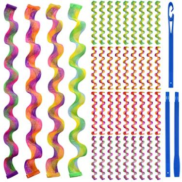 Imagem de CEKEME 36Pcs Modeladores de Cabelo Sem Calor Formadores de Onda 22 Tamanhos/55Cm Sem Calor Rolos de Cabelo Ondas de Bech Cachos para Cabelos Longos e Médios