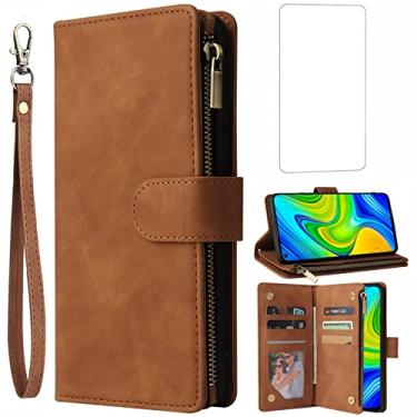 Imagem de Asuwish Capa carteira compatível com Xiaomi Redmi Note 9 / Redmi 10X 4G e protetor de tela de vidro temperado, capa flip de couro, porta-cartões, acessórios celulares, capas para celular Redme