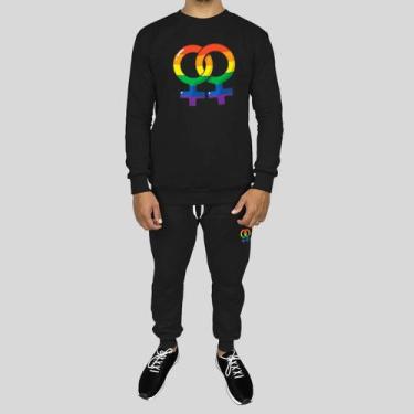 Imagem de Conjunto Calça e Blusa Moletom Careca Sem Capuz Algodão LGBT - MP Moda